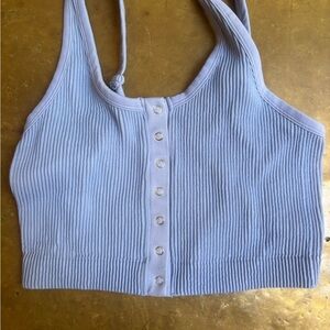 Aerie Light Purple Ribbed Button-Front Tank Top